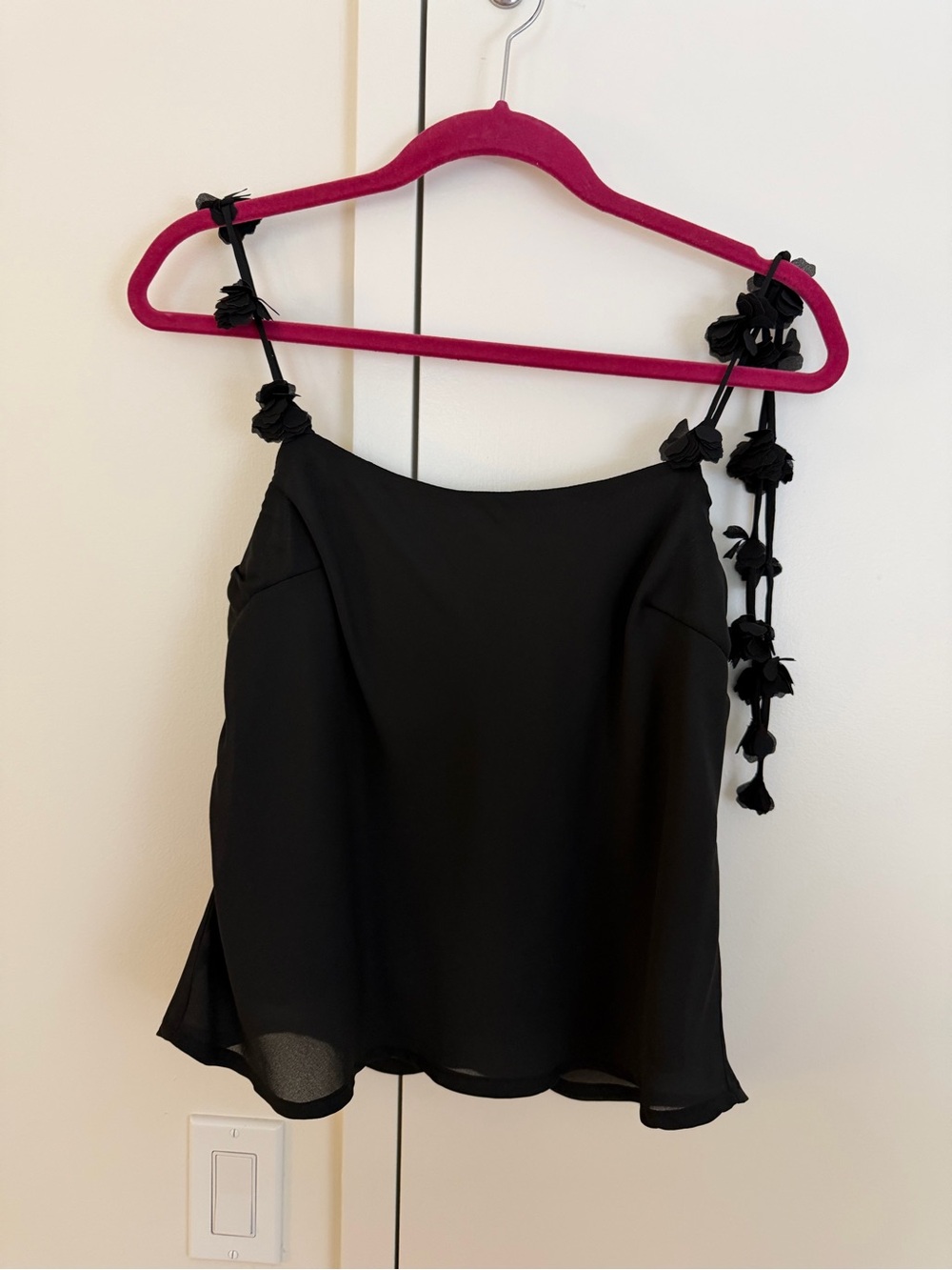 Abercrombie & Fitch Black Floral-Knot Strap Tank Top